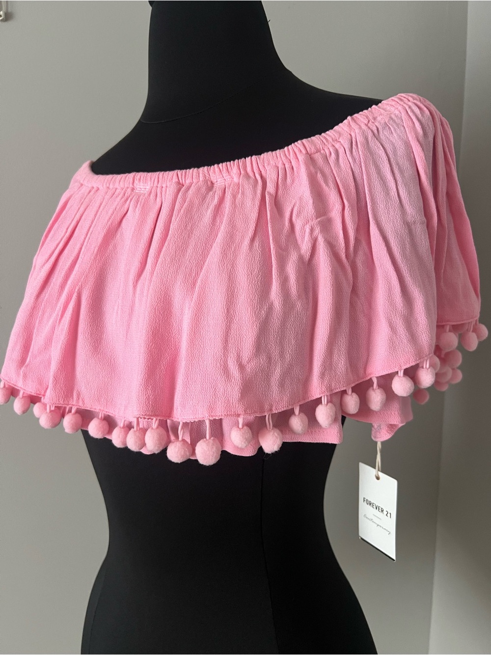 NWT F21 Pink Off-Shoulder Crop Top